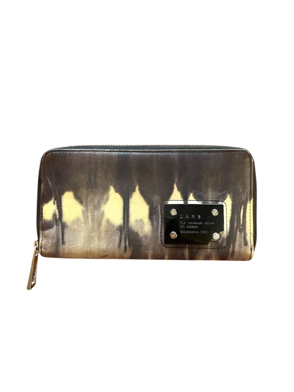Y2K L.A.M.B Gwen Stefani Leather Tie Dye Drip Zip Around Wallet Purse